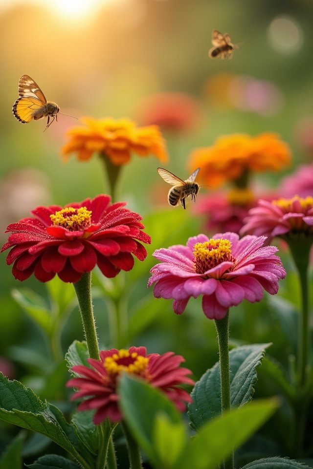 vibrant zinnias attract pollinators