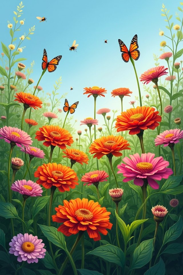 vibrant zinnias attract pollinators