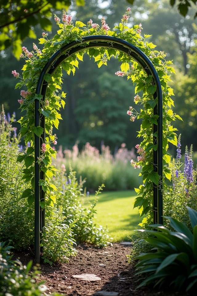 whimsical arched pvc trellis