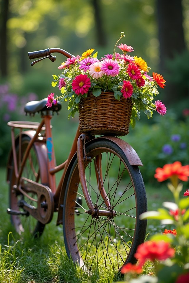 whimsical bicycle flower stand
