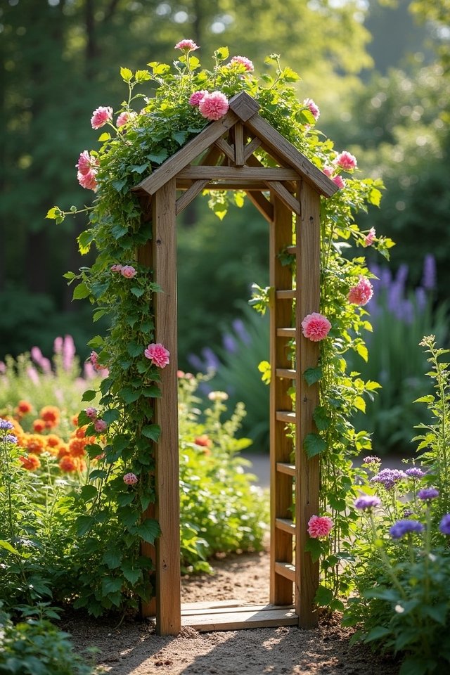 whimsical climbing plant trellis