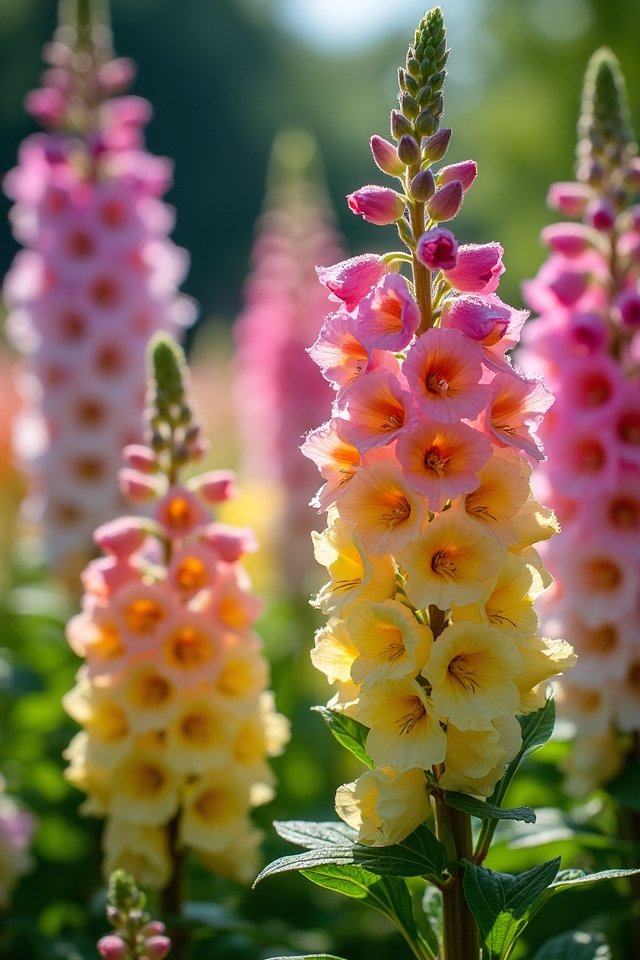 whimsical colorful garden blooms