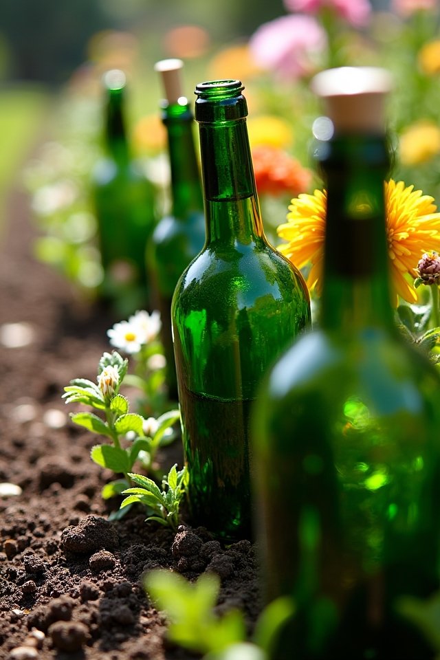 wine bottle garden edging