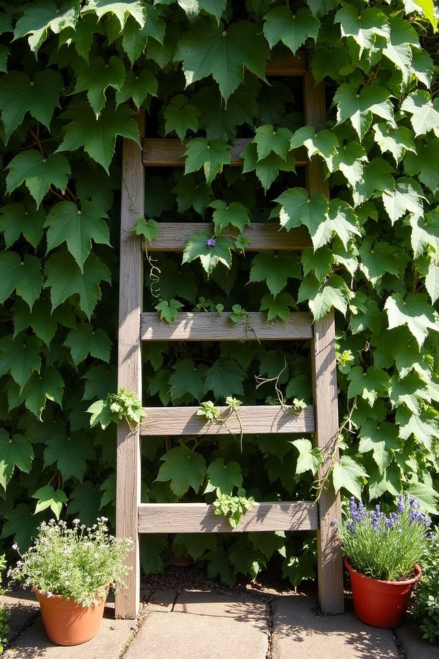 wooden ladder trellis beauty