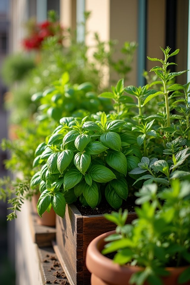 aromatic herbs in containers