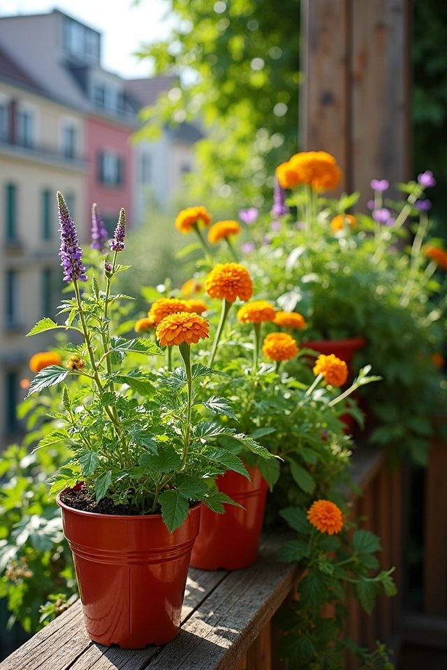 balcony herbs and flowers