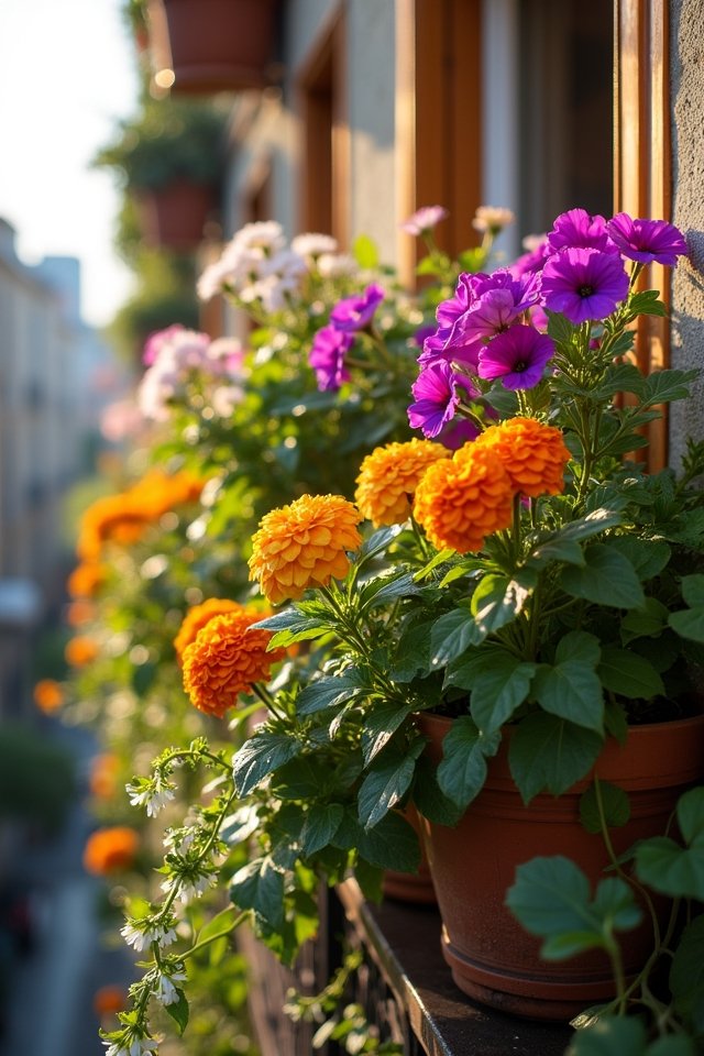 colorful balcony flower garden