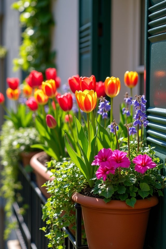 colorful balcony spring blooms