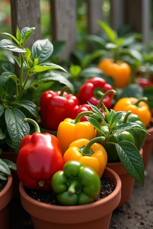 colorful peppers in containers