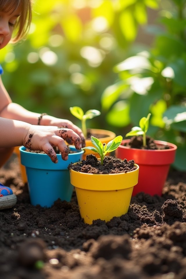 colorful pots joyful planting