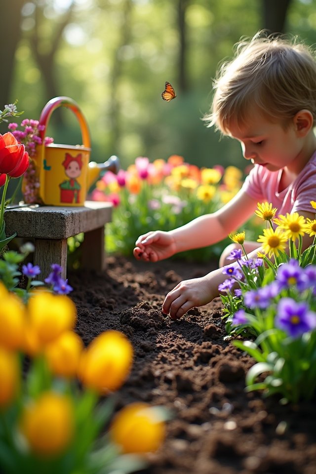 colorful rainbow flower garden