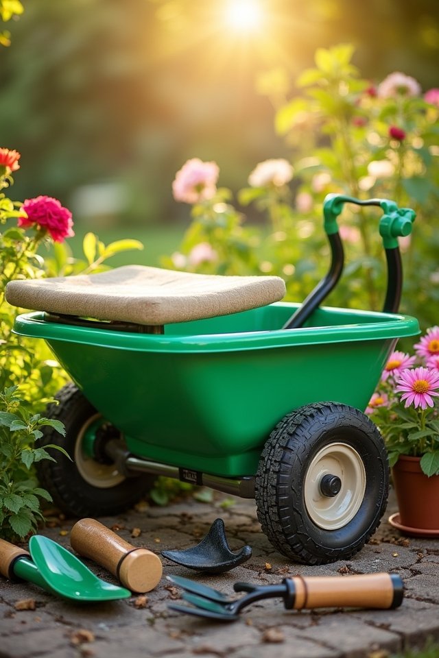 comfortable mobile gardening cart