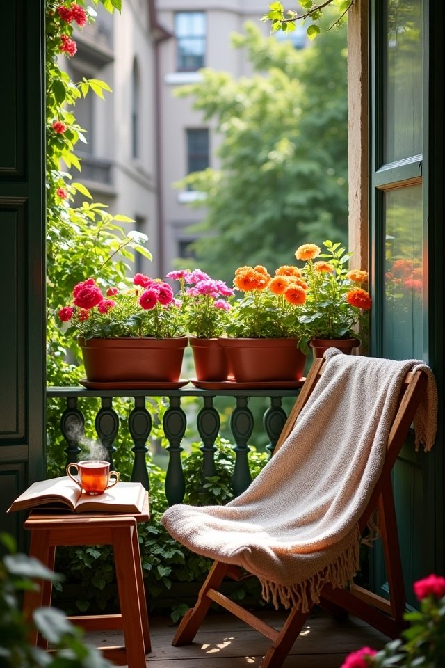 cozy balcony reading nook