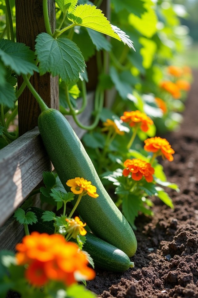 cucumbers and nasturtiums thrive together