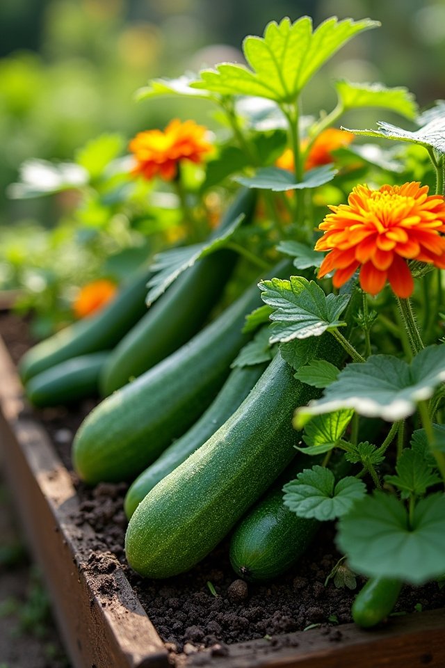 cucumbers and nasturtiums thrive together