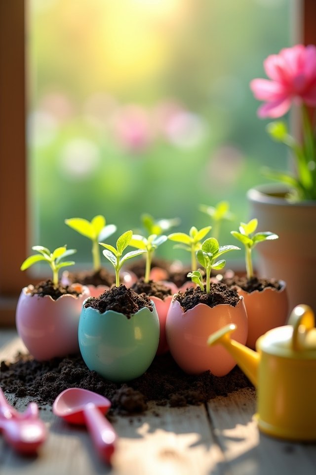 eggshells as flower planters