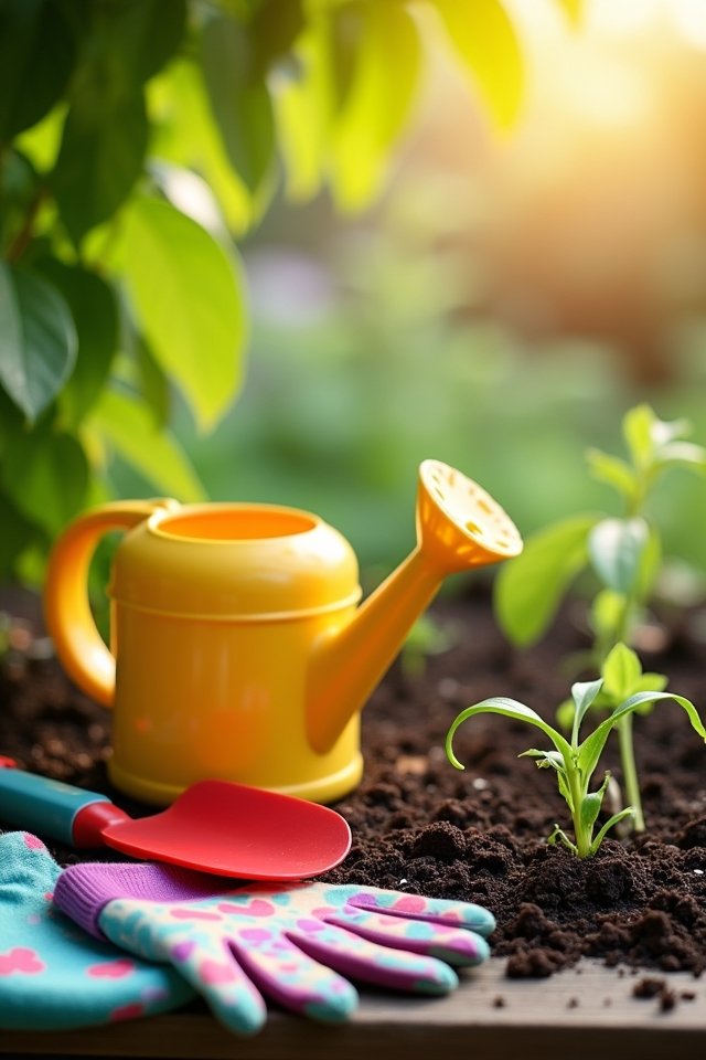 essential gardening tools gathered