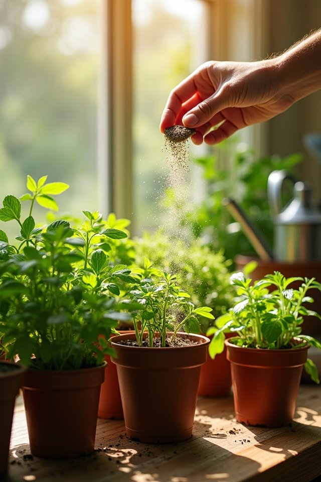 fertilize indoor herb garden