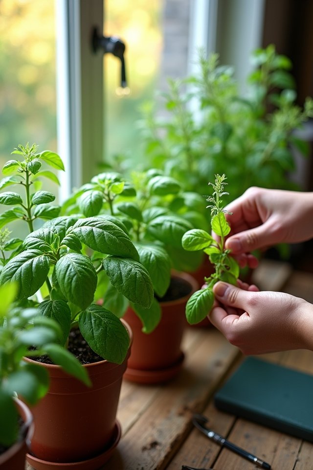 flourishing indoor herb garden