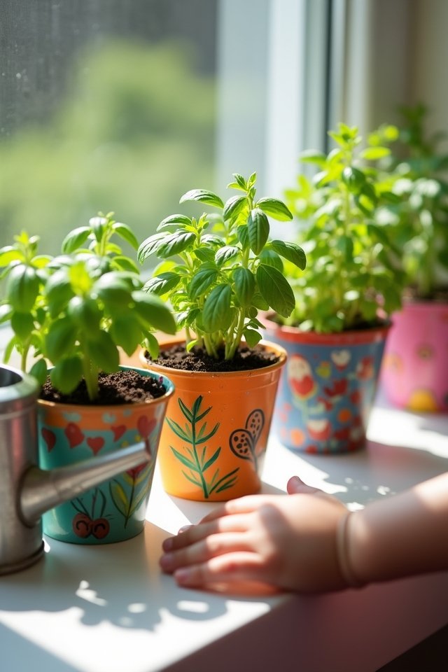 fresh herbs in containers