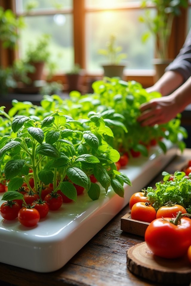 harvesting fresh hydroponic produce