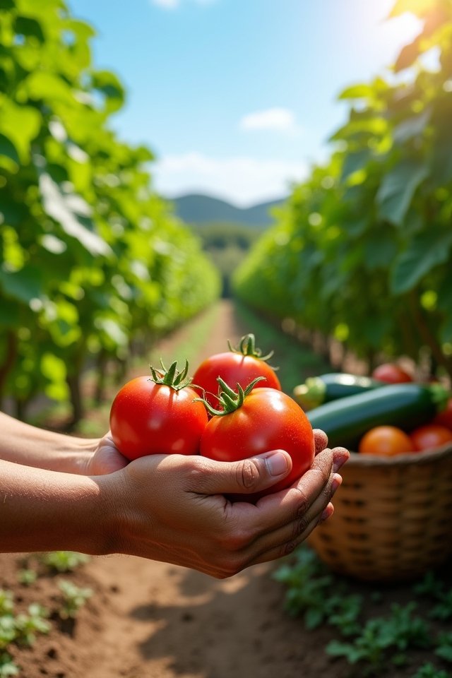harvesting vegetables at maturity