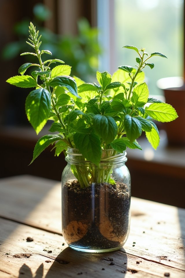 herb garden in jar