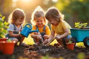 kids enjoying fun gardening