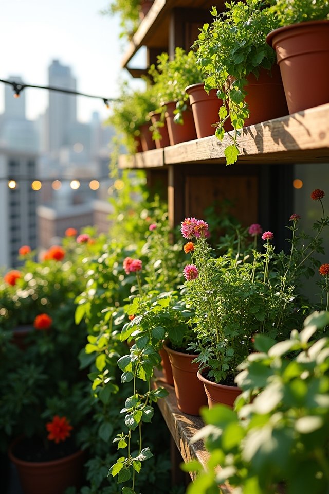 multi tiered plant shelf arrangement