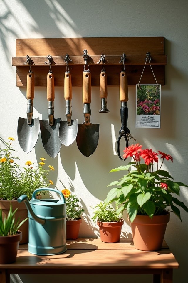 organized balcony garden tools