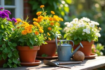 patio container garden setup