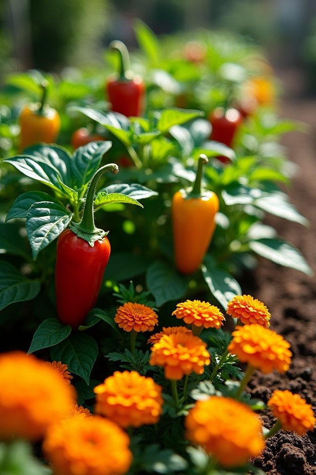 peppers thrive with marigolds