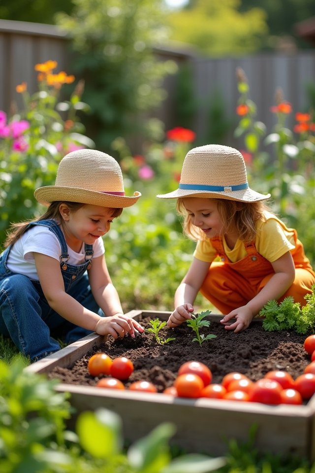 planting colorful vegetable garden