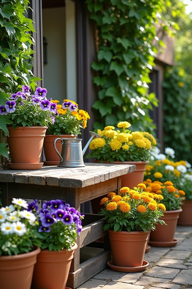 seasonal flower patio transformation
