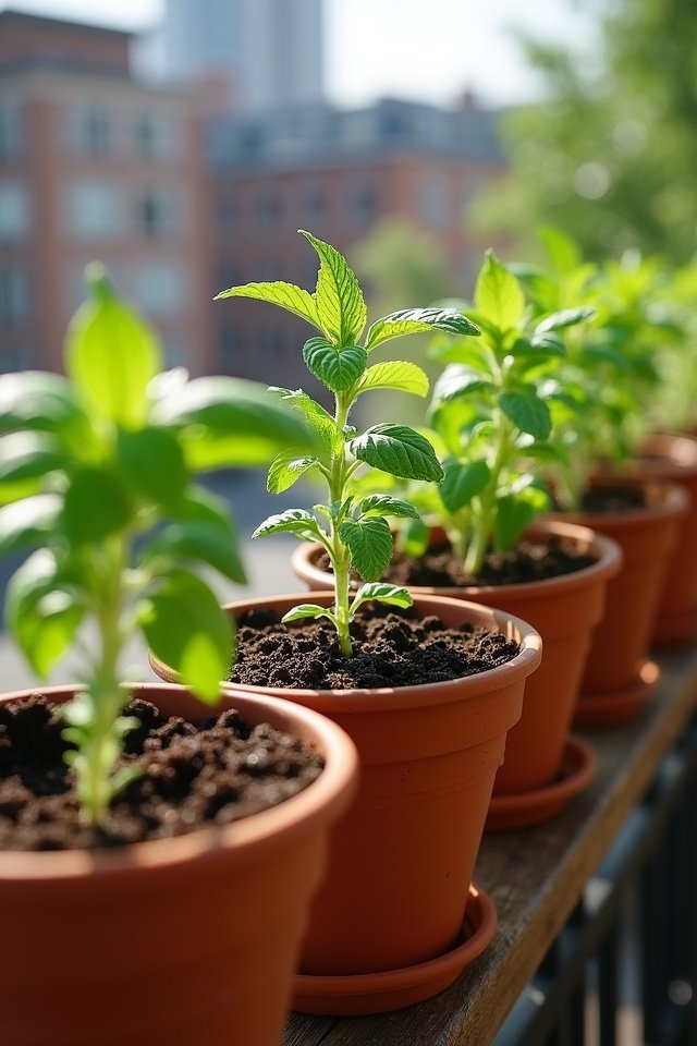 stylish containers and soil