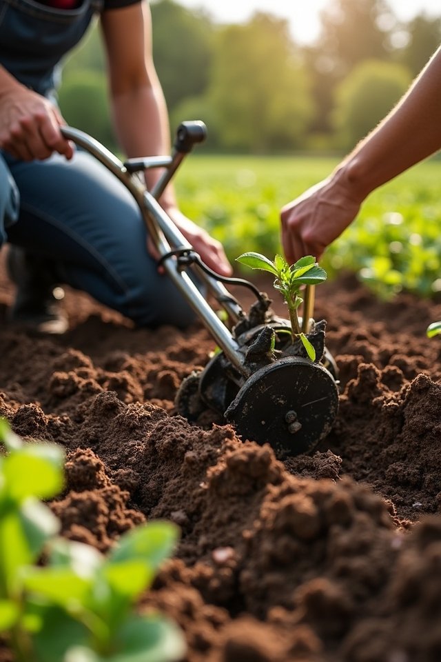 tilling and aerating soil