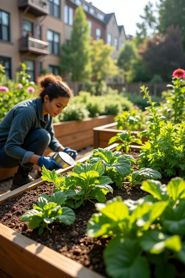 urban gardening with raised beds