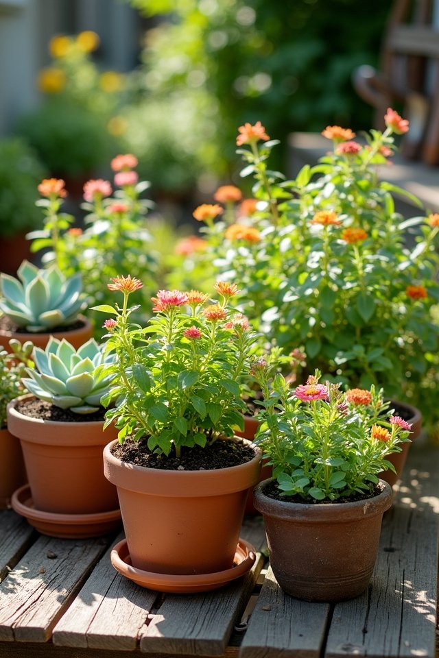 vibrant flowers and herbs