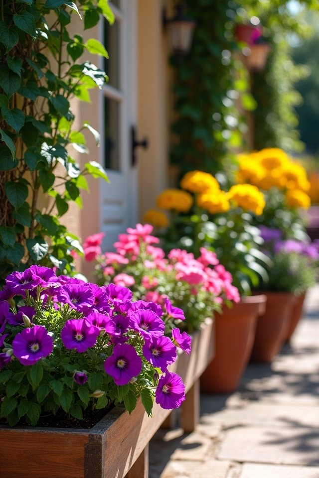 vibrant patio flower boxes