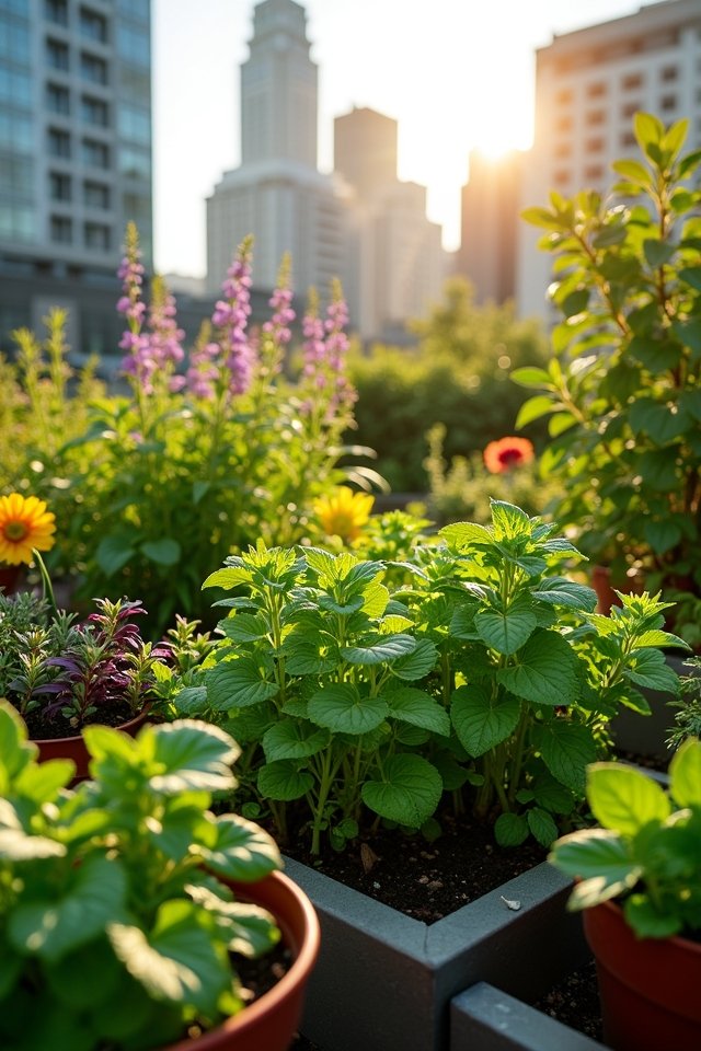 vibrant rooftop garden plants