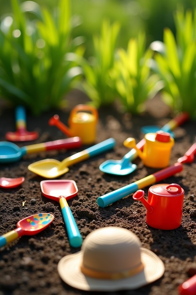 young gardeners colorful tools